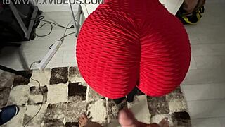 Stepsis in sports bra gets huge cumshot on her big ass