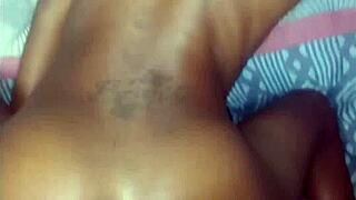 Skinny black domestic worker bends over closely with white boss in heated encounter