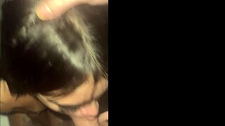 sexy petite brunette teen gives sloppy deepthroat blowjob swallows huge cumload from monster cock pov