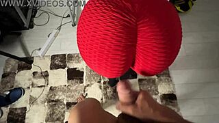 Stepsis in sports bra gets huge cumshot on her big ass
