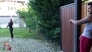 Stepsis Polly Yangs' yoga session turns into passionate garden pussy pounding