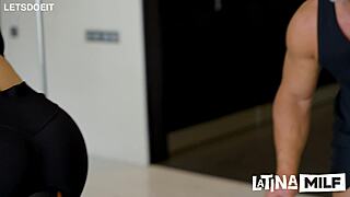 Cheating Latina Milf Rides Fitness Coach's Monster Cock to Cum Swallow