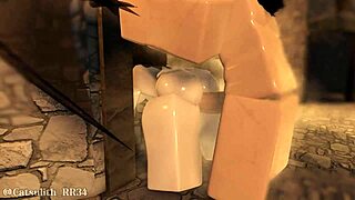 rough pounding dragon girl bent over missionary creampie footjob across castle part 3