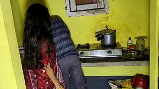 Hot Indian Desi Bhabhi Shares Sensual Kitchen Kisses and Ass Licking