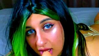 she teases with dirty talk then simulates a sloppy blowjob leading to your cum countdown