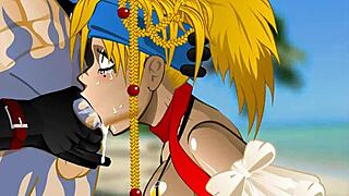 anime rubia gets her mouth fucked hard in hentai cartoon style