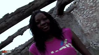 amazing big tits black babe tyra lewis gets outdoor anal fucked rough 😍🍑💦