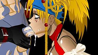 anime rubia gets her mouth fucked hard in hentai cartoon style