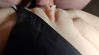 pull her panties aside, slide in and fuck that shaved fuck doll pussy close-up