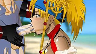 anime rubia gets her mouth fucked hard in hentai cartoon style