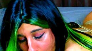 she teases with dirty talk then simulates a sloppy blowjob leading to your cum countdown