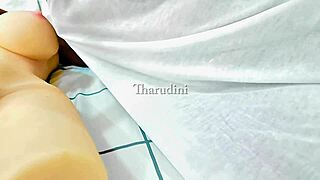 Indian couple's real threesome double penetrates their fuck doll at work wildly