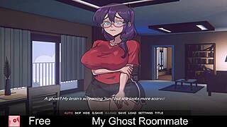 i luv my ghost roommate's natural tits bouncin durin dorm game fuck