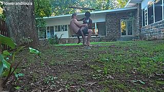 big ass black milf rides bbc cowgirl while licking pussy in swinging interracial quickie