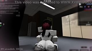 roblox guest girl sneaks office for rough follower sex