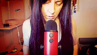 beautiful italian milf moans sensually with deepthroat dildo and dirty talk in lingerie