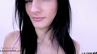 cute brunette shows up for modeling gig and ends up fucked hard on the sofa