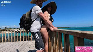 Isabela's flashing at lookout point blowjob and fuck