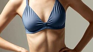 ai generated girls model cute lingerie and plain panties barefoot