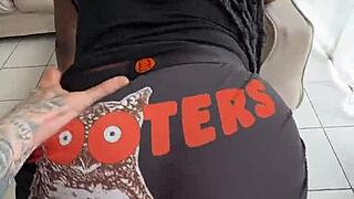 ripped a tight hole in booty shorts then took that creampie deep inside