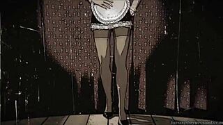 Boots and Big Tits Cougar Fingers Pussy with Dildo in PVC Lick Fest!