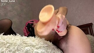 sexy milf with hairy pussy fingers toys and cums hard close up