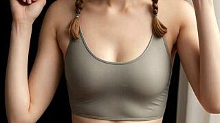 ai generated girls model cute lingerie and plain panties barefoot