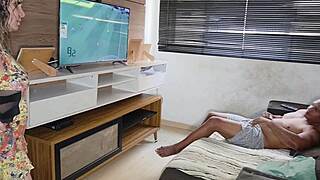 Sabrina's wild horniness stops game for big cock assfucking