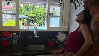 Wife Fucks Husband's Friends in Kitchen Part 2