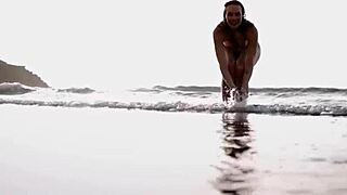 jasmin furry's beach striptease hides her milf curves from playboy eyes