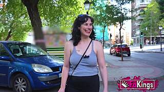 hot brunette milf emmita smiles while teaching young stud to fuck her juicy pussy in public car ride