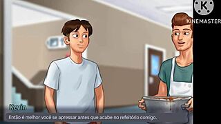 kevin talks low grades and cafeteria detention in portuguese summertime saga v21 scene