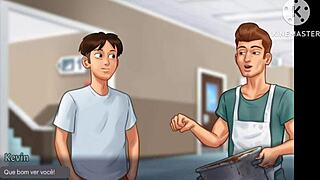 kevin talks low grades and cafeteria detention in portuguese summertime saga v21 scene