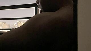 roommate's deepthroat blowjob on hotel balcony hides our secret thrills