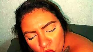 Pounding thick latina's wet pussy hard with monster cock thrusts