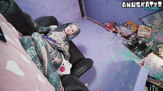 tattooed goth model strips teases pussy anal toys live 😈🔥