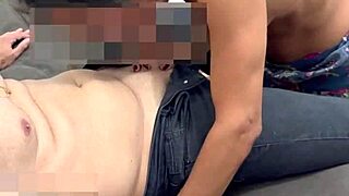 Belinha joins bi male menage making cuckold suck lover's cock