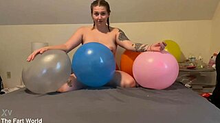 emily's wild balloon popping fart fest gets super messy