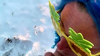 he sprays urine into her mouth outdoors in forest