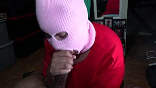 i suck this bbc deep till it cums covering my masked face thick