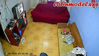 backstage with this curvy latina big ass beauty legs spread playing her tight pussy with toys before fucking