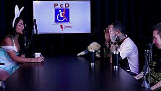 oh man tifany rocha's casting interview turns into wild bdsm group toy play on sheer red