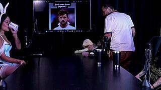 oh man tifany rocha's casting interview turns into wild bdsm group toy play on sheer red