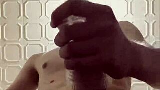 imagine this masked skinny twink's 7-inch hot cock squirting hard in intense flashlight masturbation moans