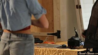 Wow young beauty mounts cock wildly during her steamy photoshoot fantasy ride!