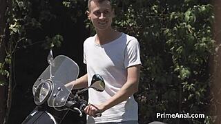 mary stretches in yoga then fingers her ass for morning pleasure