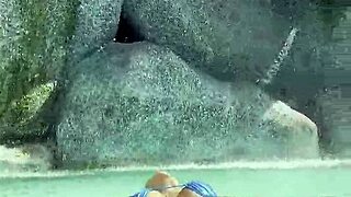 Monika Fox Blue Bikini Pool Swim Outdoor Paradise Solo