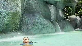 Monika Fox Blue Bikini Pool Swim Outdoor Paradise Solo