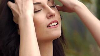 what if sabrina stripped naked outdoors teasing her shaved pussy in secret solo play