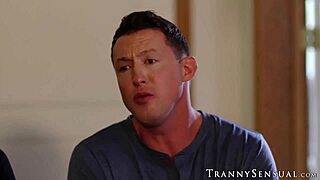 Tattooed shemale with monster cock pounds stud's ass deep and rough